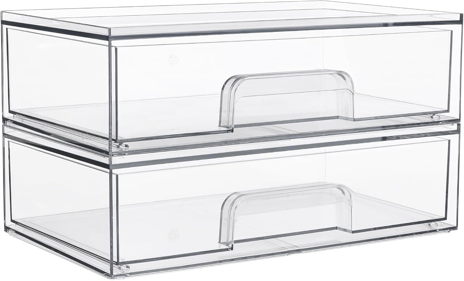 Vtopmart 12.1''W Clear Stackable Storage Drawers,3 Pack Acrylic Plastic Organizers Bins for Makeup Palettes, Cosmetics, and Beauty Supplies,Ideal for Vanity, Bathroom,Cabinet,Desk Organization