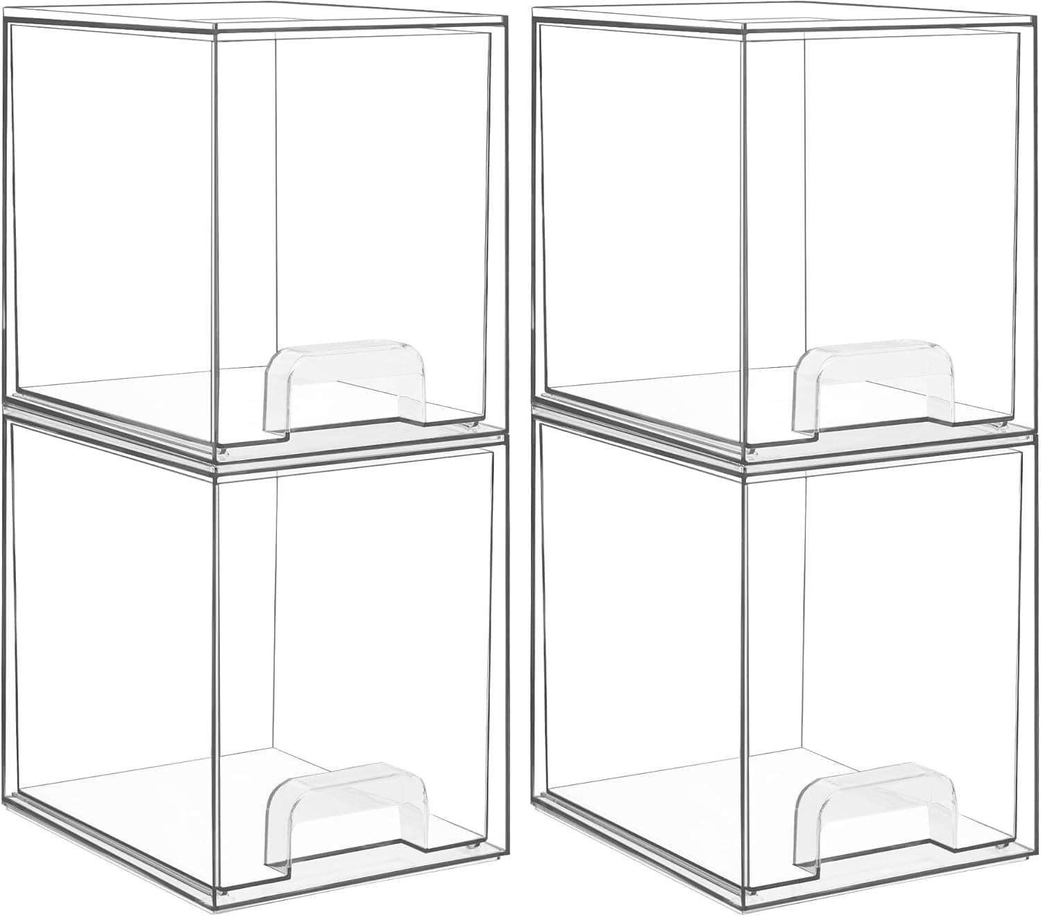 Vtopmart 12.1''W Clear Stackable Storage Drawers,3 Pack Acrylic Plastic Organizers Bins for Makeup Palettes, Cosmetics, and Beauty Supplies,Ideal for Vanity, Bathroom,Cabinet,Desk Organization