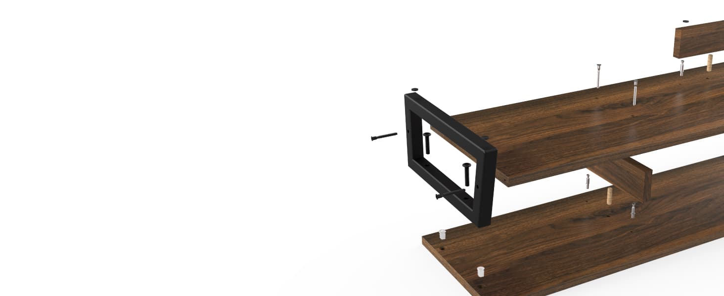 Fenge Dual Monitor Riser for Desk, Open Shelf with 3 Storage Compartments | 42.5in Computer Monitor Stand, 2-Tier Desk Shelf for Top of Desk, One-Piece Panel, fits Ultrawide Monitor, PC, Laptop, Brown