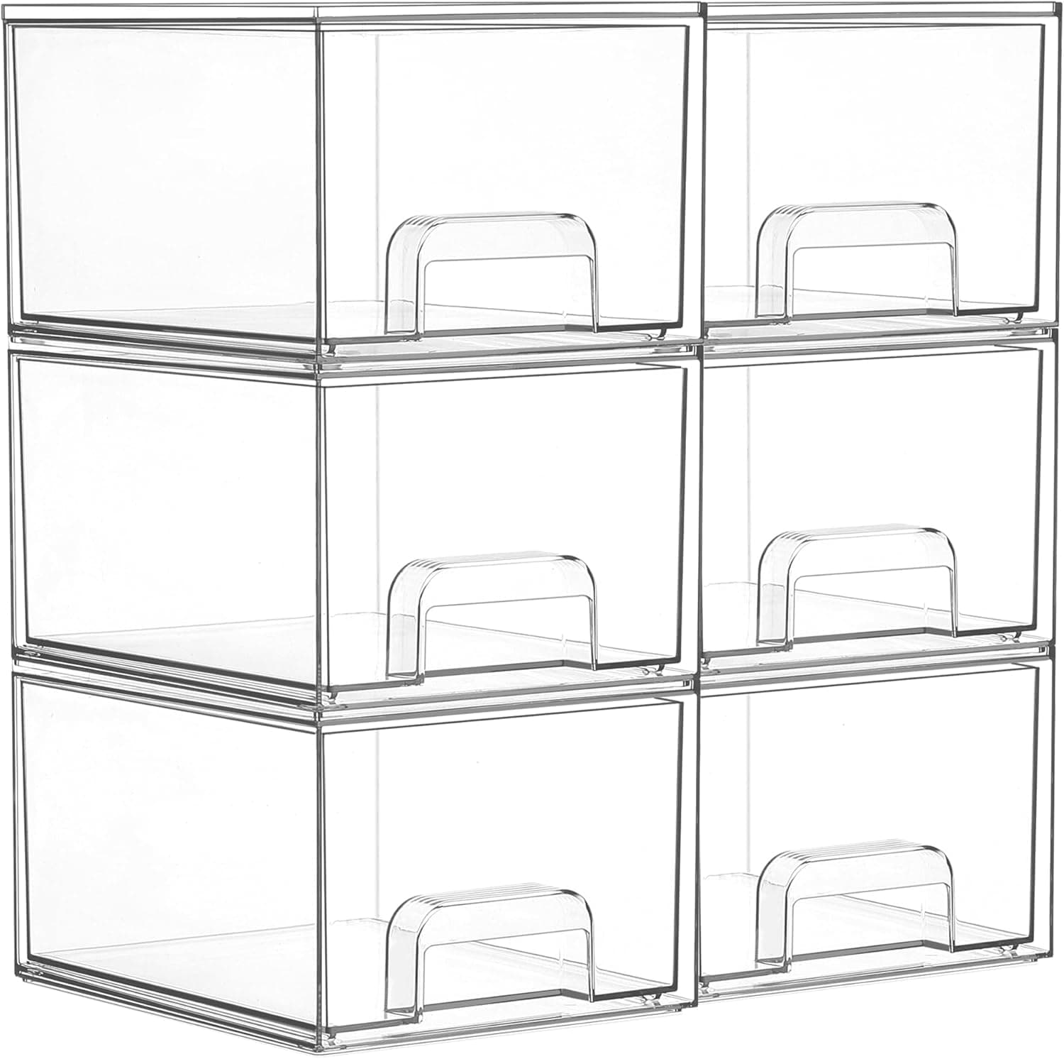 Vtopmart 12.1''W Clear Stackable Storage Drawers,3 Pack Acrylic Plastic Organizers Bins for Makeup Palettes, Cosmetics, and Beauty Supplies,Ideal for Vanity, Bathroom,Cabinet,Desk Organization