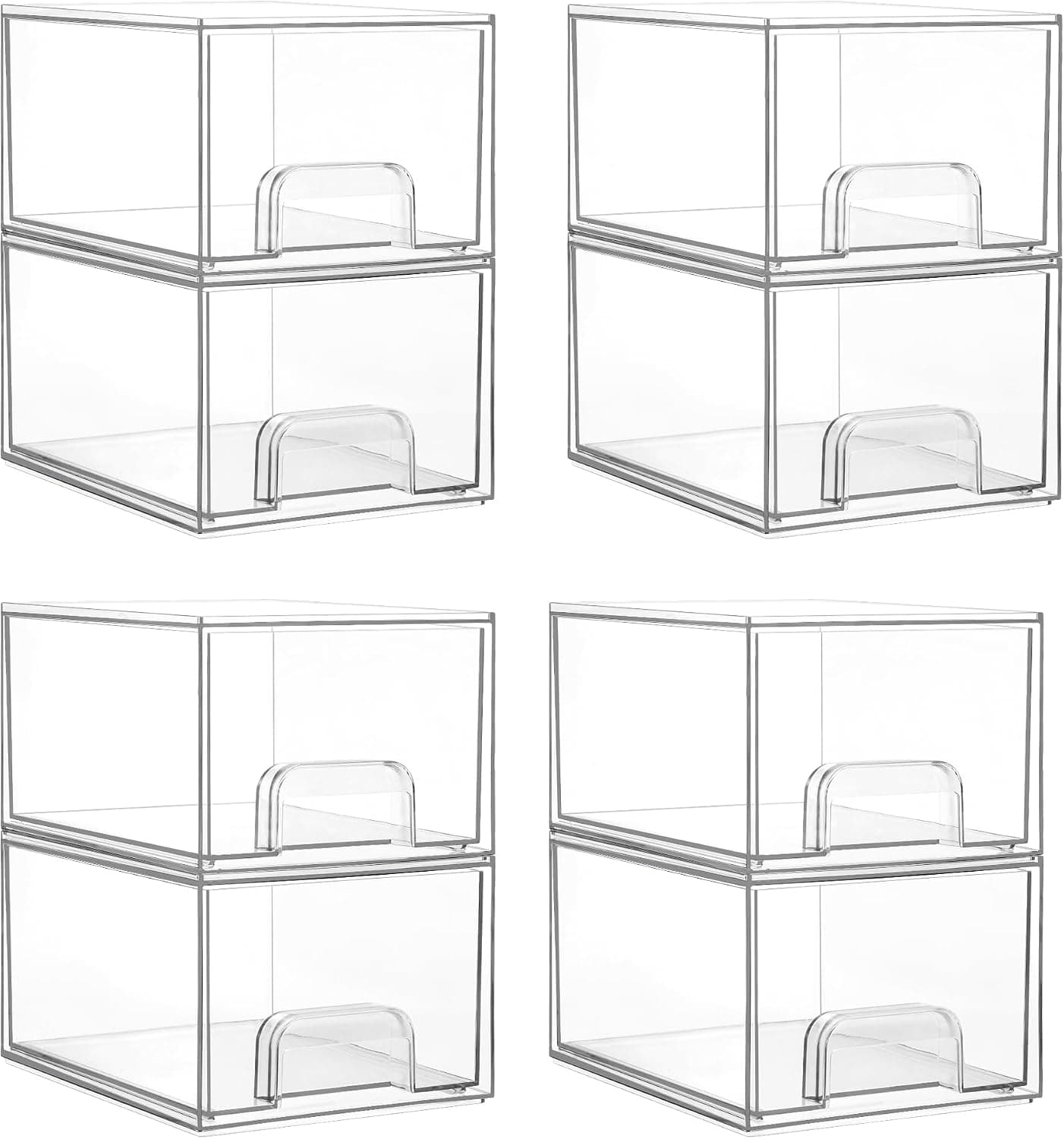 Vtopmart 12.1''W Clear Stackable Storage Drawers,3 Pack Acrylic Plastic Organizers Bins for Makeup Palettes, Cosmetics, and Beauty Supplies,Ideal for Vanity, Bathroom,Cabinet,Desk Organization