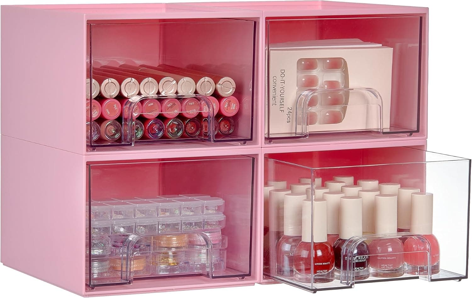Vtopmart 12.1''W Clear Stackable Storage Drawers,3 Pack Acrylic Plastic Organizers Bins for Makeup Palettes, Cosmetics, and Beauty Supplies,Ideal for Vanity, Bathroom,Cabinet,Desk Organization