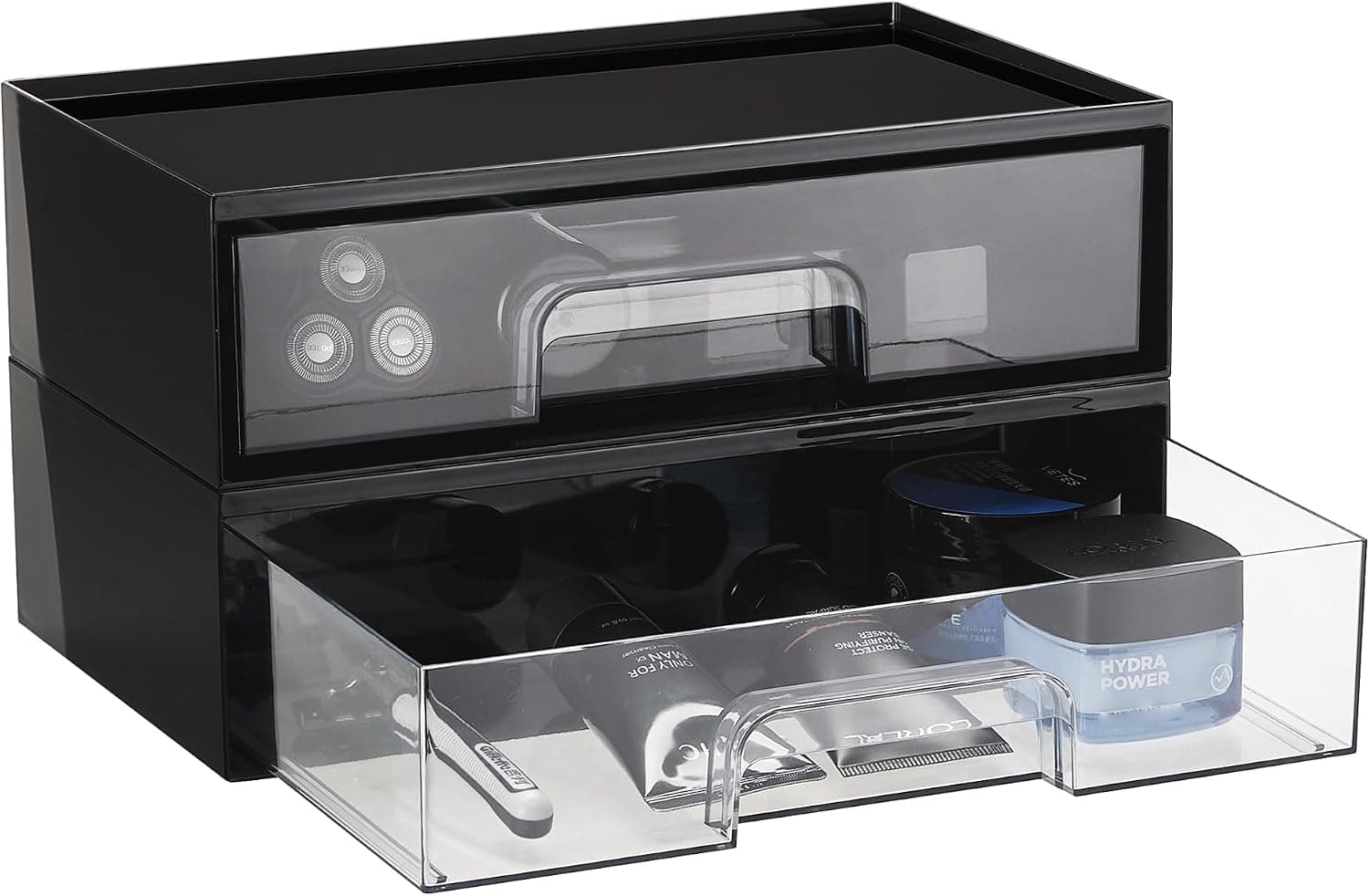 Vtopmart 12.1''W Clear Stackable Storage Drawers,3 Pack Acrylic Plastic Organizers Bins for Makeup Palettes, Cosmetics, and Beauty Supplies,Ideal for Vanity, Bathroom,Cabinet,Desk Organization