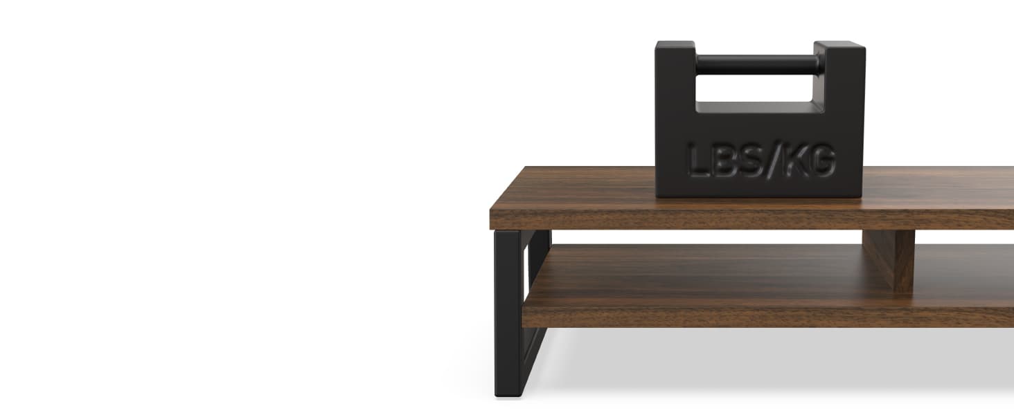 Fenge Dual Monitor Riser for Desk, Open Shelf with 3 Storage Compartments | 42.5in Computer Monitor Stand, 2-Tier Desk Shelf for Top of Desk, One-Piece Panel, fits Ultrawide Monitor, PC, Laptop, Brown
